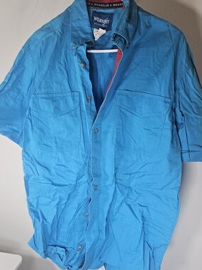 Wrangler Men's Short-Sleeve Utility Shirt Jacket - Bright Blue Medium